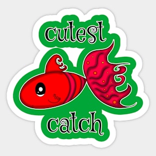 Cutest Catch Red Sticker